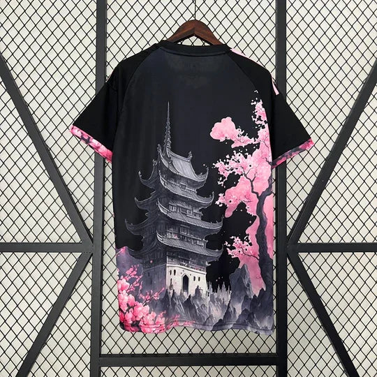 Camiseta japon temporada 2023-2024 edicion especial dragon negro y rosa