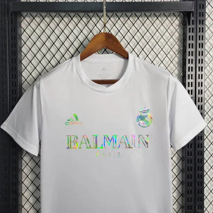 Camiseta de futbol Real Madrid Balmain blanca 2023 2024