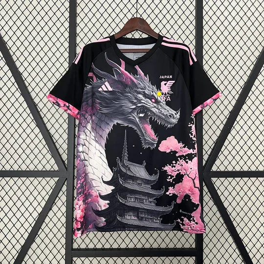 Camiseta japon temporada 2023-2024 edicion especial dragon negro y rosa