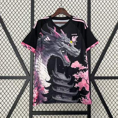 Camiseta japon temporada 2023-2024 edicion especial dragon negro y rosa